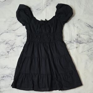 Hollister Black Puff Sleeve Smocked Dress